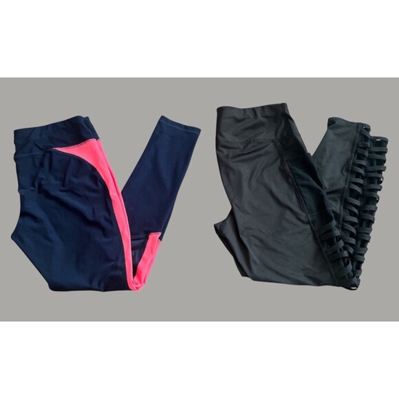 Avia Leggings Women’s Size L Lot of 2 Workout Athletic Black & Navy Pink - Picture 6 of 6